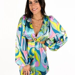 Show Me Your MuMu Multicolor Patterned Dress